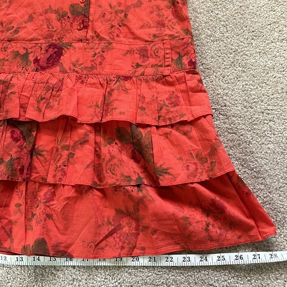 Uncle Frank Button Up Ruffle Orange Cotton Floral Dress Women’s Small Artsy - Picture 9 of 9